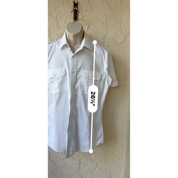 Murphy & Hartelius Men's White Uniform Shirt Short Sleeve Epaulets Size 16.5 S/M - Picture 6 of 7